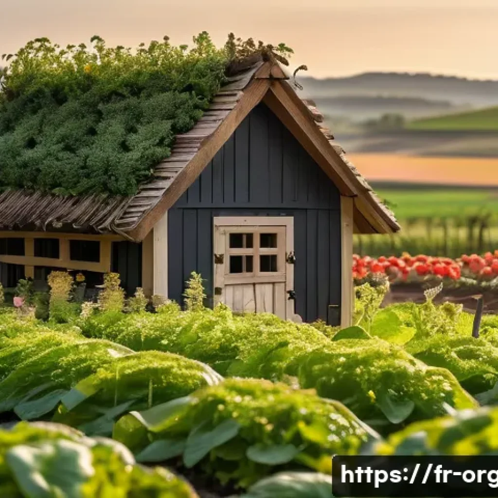 유기농업 이론 교육 - A vibrant organic farm landscape in rural France during spring, showcasing diverse crops in rotation...