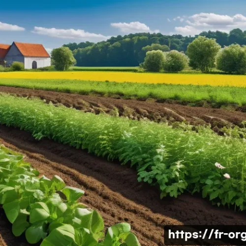 Home 31 유기농업 현장 실무 - A vibrant organic farm scene showcasing a diverse soil ecosystem with rich microbial life, decomposi...